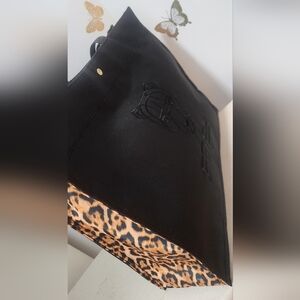 EFFY Black Tote Bag with Embroidered Design